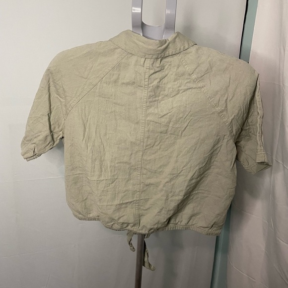 Light green Asos linen blend button front shirt with‎ tie front size 8 - Picture 3 of 6